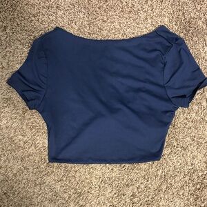 SHEIN Navy Blue Short Sleeve Crop Top